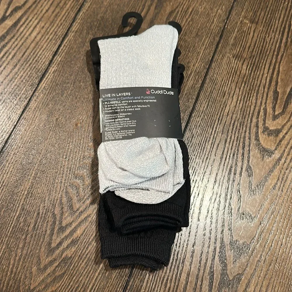 Cuddl Duds Plushfill 3-Pack Midweight Falling Rain Texture Crew Socks NEW